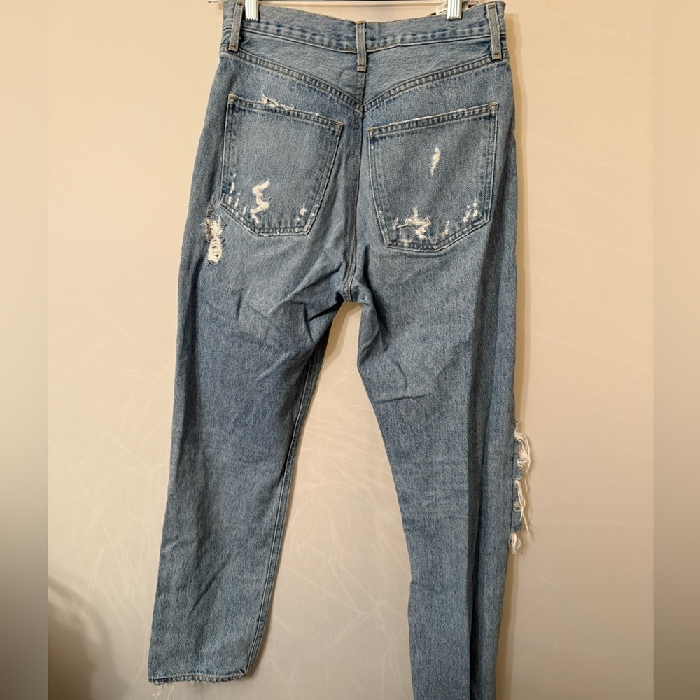 AGOLDE 90’s HIGH RISE LOOSE FIT IN FALL OUT IN DESTROYED DENIM BO’S JEANS 28 - Picture 4 of 14